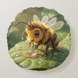 Almofada Redonda Goldene Hummel im Blütentanz.5
