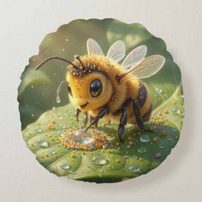 Almofada Redonda Goldene Hummel im Blütentanz.5 (Frente)