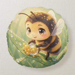 Almofada Redonda Goldene Hummel im Blütentanz.8