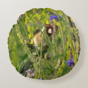 Almofada Redonda Goldfinch no Travesseiro decorativo das Flores Sel