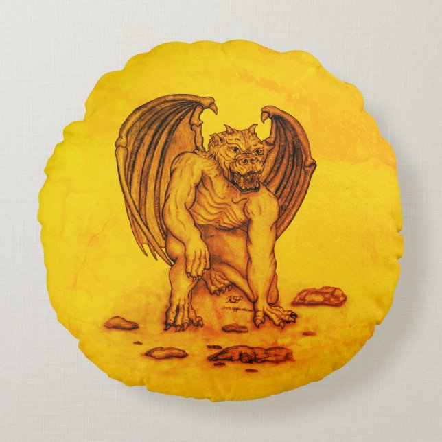Almofada Redonda Golem Gargoyle (Frente)