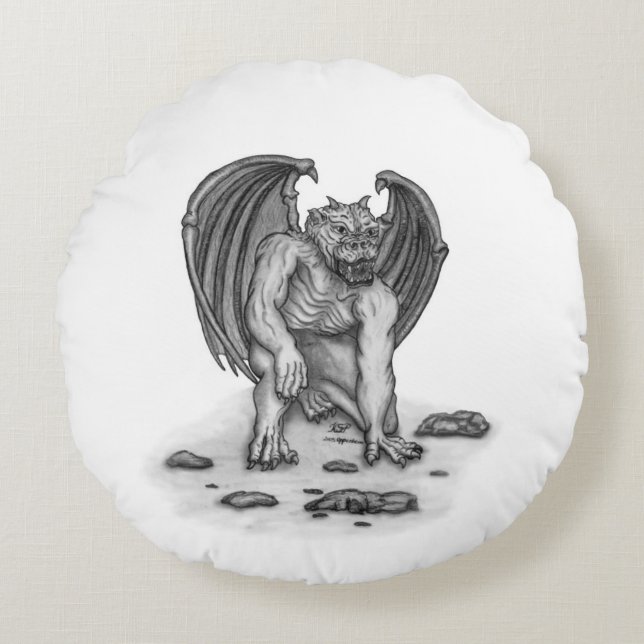 Almofada Redonda Golem Gargoyle (Frente)