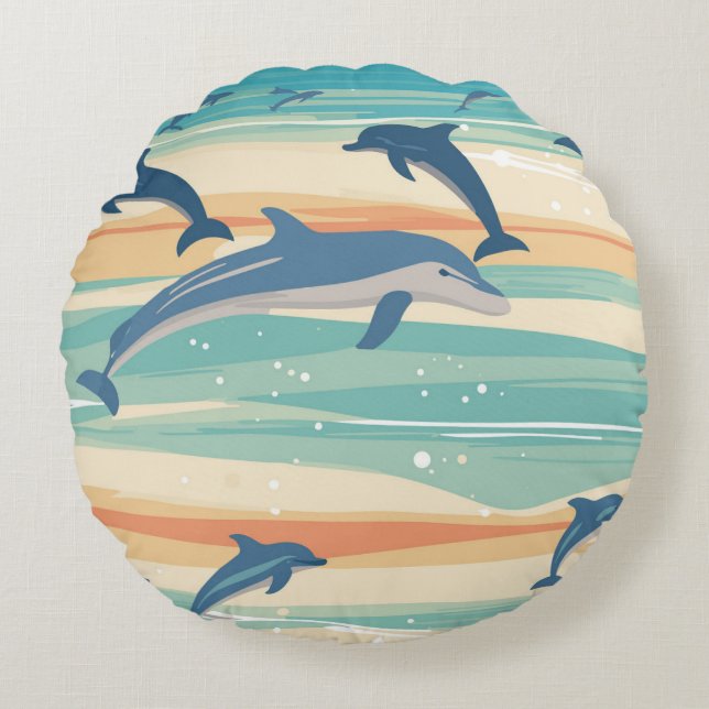 Almofada Redonda Golfinhos (Frente)