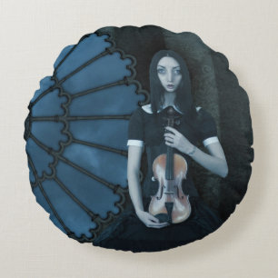 Almofada Redonda Gótica Vitoriana Segurando Fantasia Dark Violin