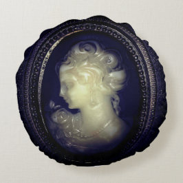 Almofada Redonda Gótico Elegante Cameo Vitoriano Vintage