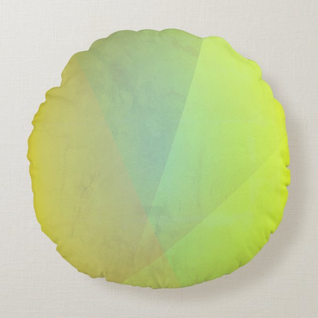 Almofada Redonda Gradação Geométrica Amarela Moderna (Frente)