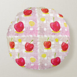 Almofada Redonda Grande Cereja Rosa