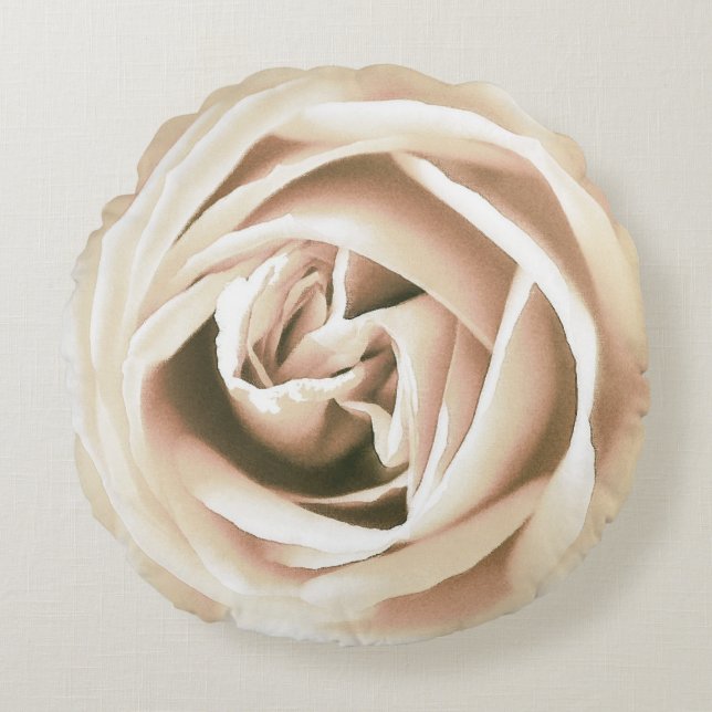 Almofada Redonda Grande Impressão de Rosa Branca (Frente)