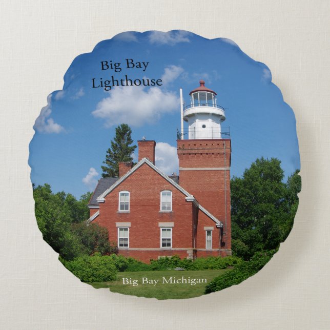 Almofada Redonda Grande travesseiro redondo de farol de baía (Frente)