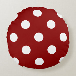 Almofada Redonda Grandes bolinhas - branco na obscuridade -
