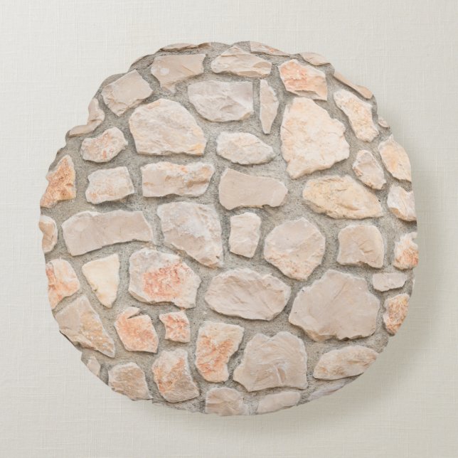 Almofada Redonda Gray stone wall background. stone, texture, wall,  (Frente)