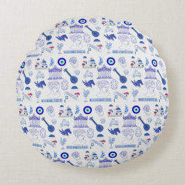 Almofada Redonda Greece Blue and White