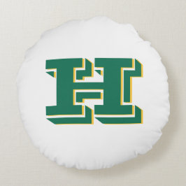 Almofada Redonda Green and Gold College Style Initial Monogram