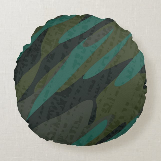 Almofada Redonda Green Camo Abstract (Frente)