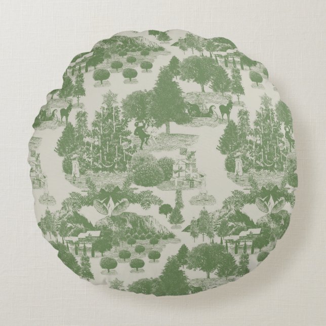 Almofada Redonda Green Creme Christmas Wonderland (Frente)