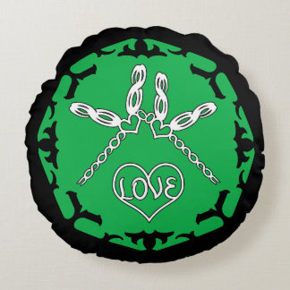 Almofada Redonda Green Heart Chakra "Love" Dragonfly Design