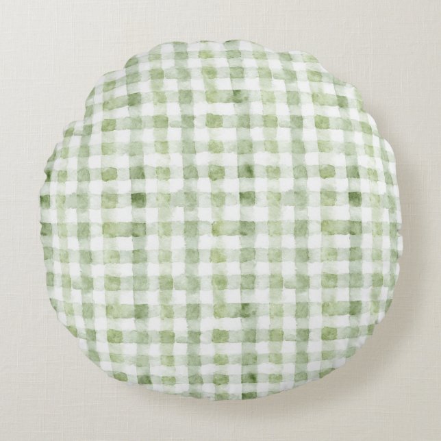 Almofada Redonda Green White Plaid Glitter (Frente)
