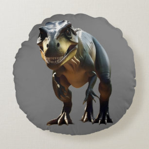 Almofada Redonda **"Grin Fearsome: O T-Rex Esmirante"**