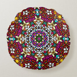 Almofada Redonda Groovy Poder Floral Celestial