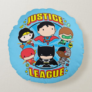 Almofada Redonda Grupo da Liga da Justiça Chibi
