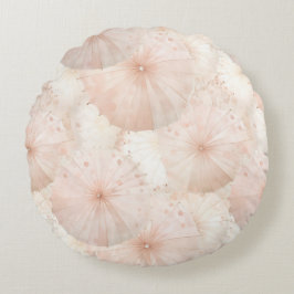Almofada Redonda Guarda-chuvas com Listras Rosa Bege