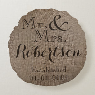 Almofada Redonda Guarda-Saída de Casamento Russo Personalizado