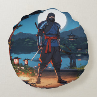 Almofada Redonda Guerreiro Shinobi da Meia-Noite: Ninja Furtivo ao 
