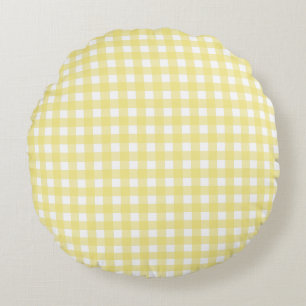 Almofada Redonda Guingão amarelo pálido e branco