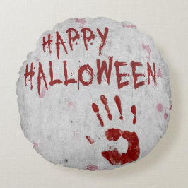 Almofada Redonda Halloween Bloody Handprint