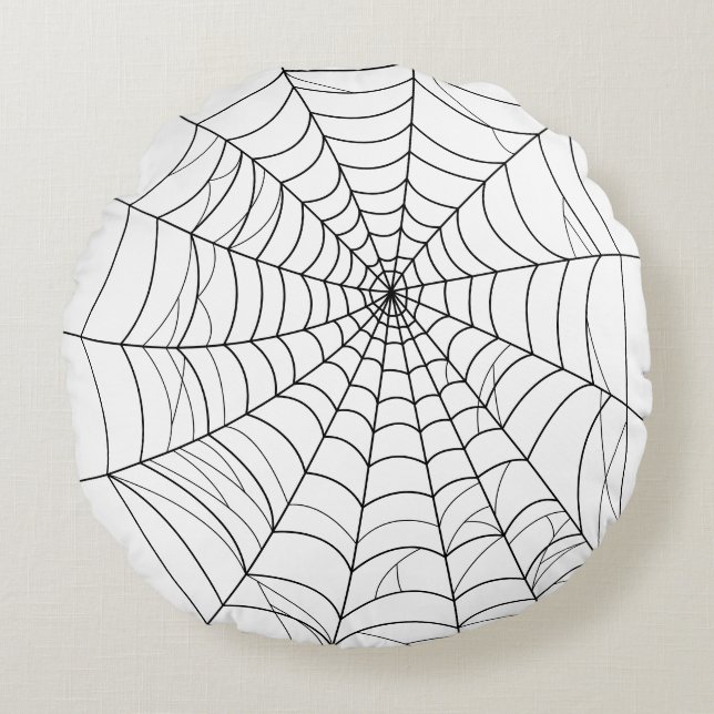 Almofada Redonda Halloween de Aranha Simples na Web Cobweb Line (Frente)