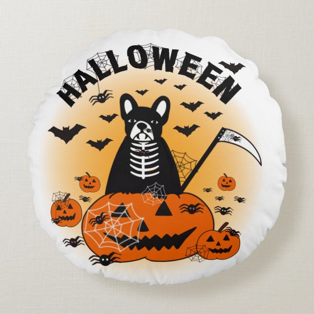 Almofada Redonda Halloween Frenchie (Frente)