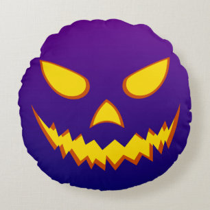 Almofada Redonda Halloween Grinning Face Jack o Lanterna Pumpkin