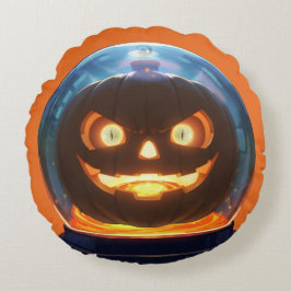 Almofada Redonda Halloween Jack-o-Lantern Globe