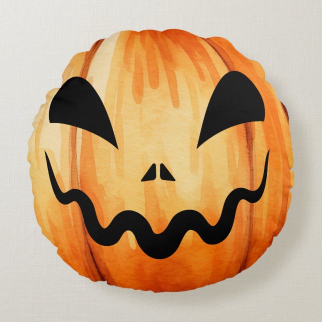 Almofada Redonda Halloween Jack-O-Lanterna Pumpkin (Frente)
