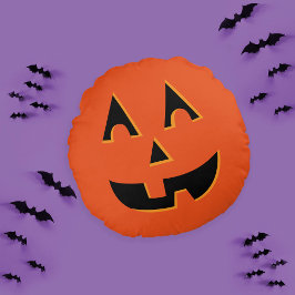 Almofada Redonda Halloween Jack O Lanterna Pumpkin