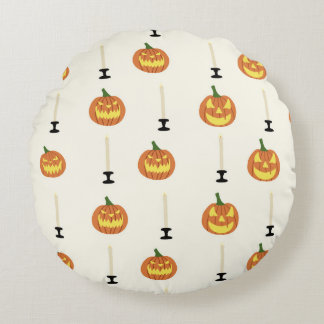 Almofada Redonda Halloween seamless pattern with pumpkins and candl