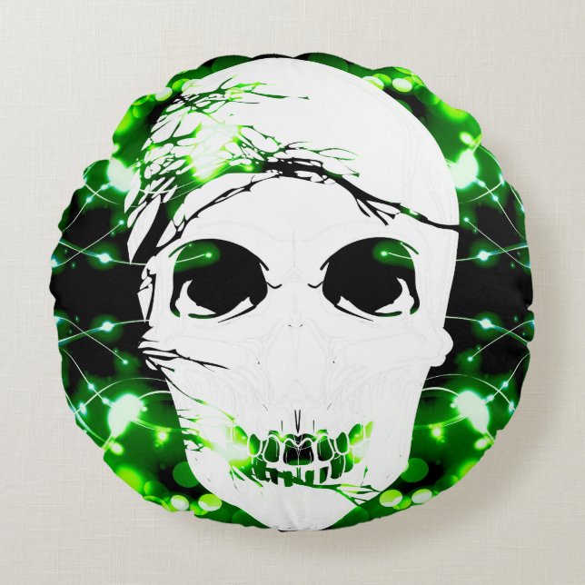 Almofada Redonda Halloween Skull nº 8 (Frente)