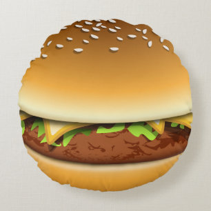Almofada Redonda Hamburguer do queijo em uma novidade do bolo