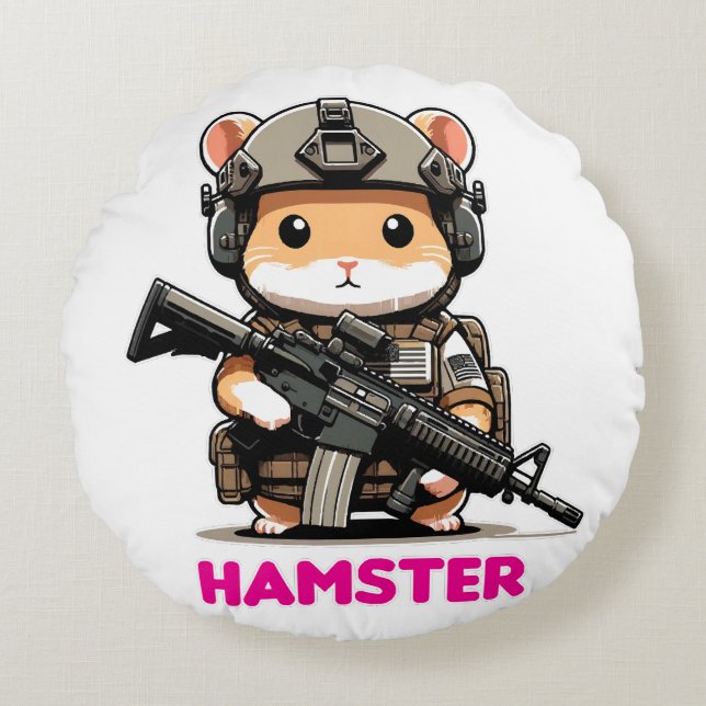 Almofada Redonda Hamster Tático (Frente)