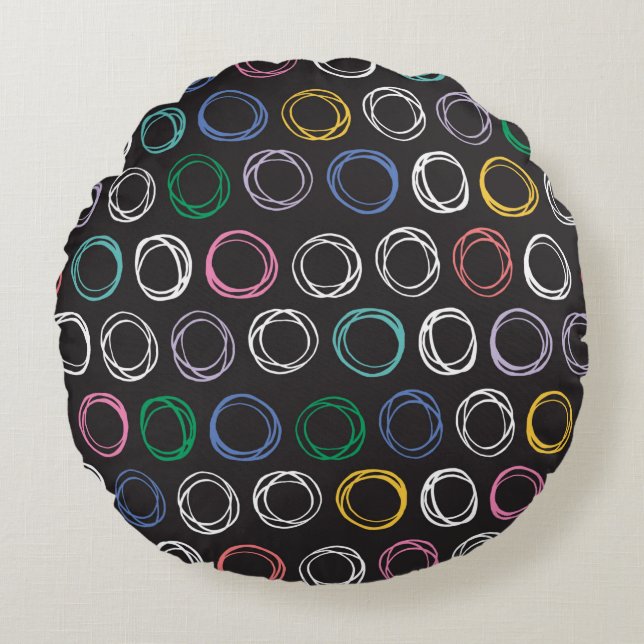 Almofada Redonda Hand drawn pattern with brushed lines seamless pat (Frente)