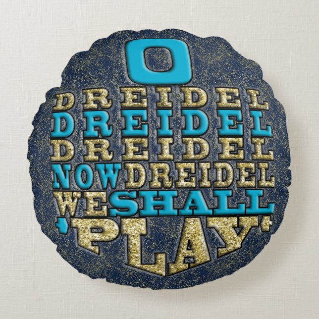 Almofada Redonda Hanukkah Round Travesseiro "O Dreidel Dreidel Drei (Frente)