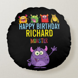 Almofada Redonda Happy Birthday FUN Monsters kids cute
