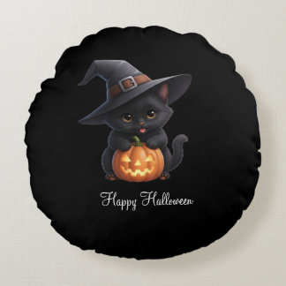 Almofada Redonda Happy Cats Halloween
