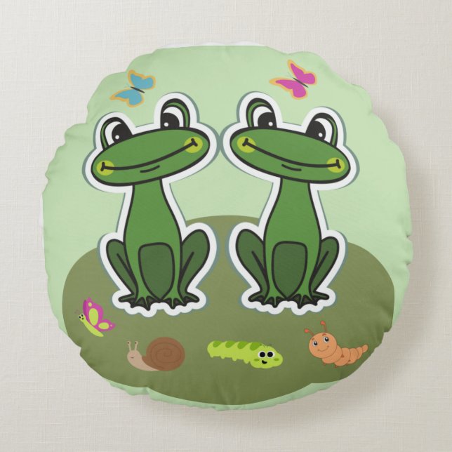 Almofada Redonda Happy Frog Design   Edition         Rundes Kissen (Frente)