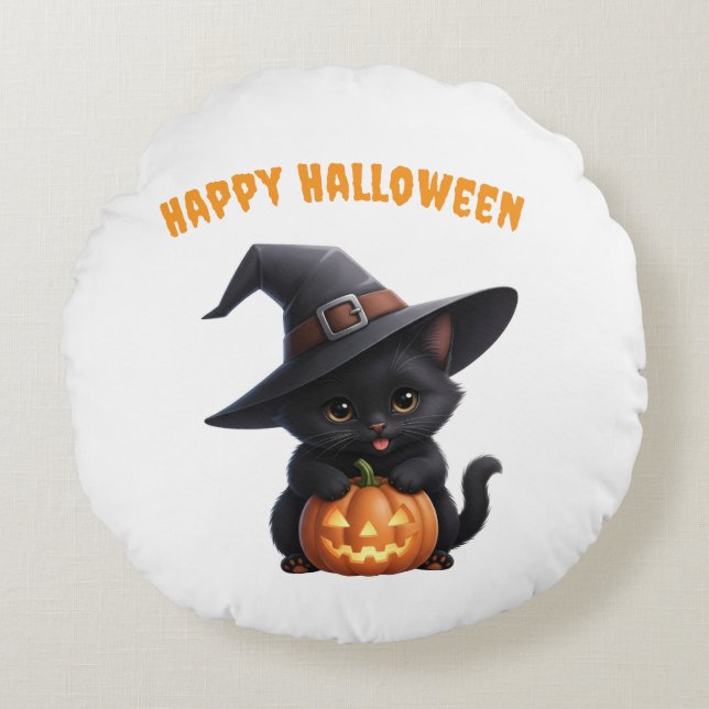 Almofada Redonda Happy Halloween (Frente)