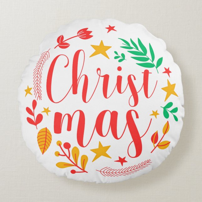 Almofada Redonda Happy Holidays (Frente)
