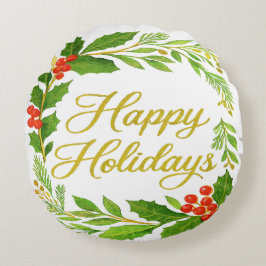 Almofada Redonda 'Happy Holidays' Round Pillow