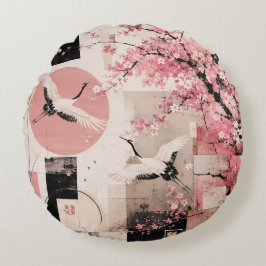 Almofada Redonda Harmonia Avant-Garde de Sakura e Grous