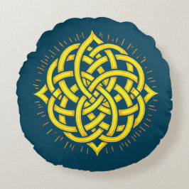 Almofada Redonda Harmonia Infinita: Arte Sagrada de Símbolo Celta d