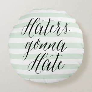 Almofada Redonda Hater Vai Odiar   Travesseiro de caligrafia modern